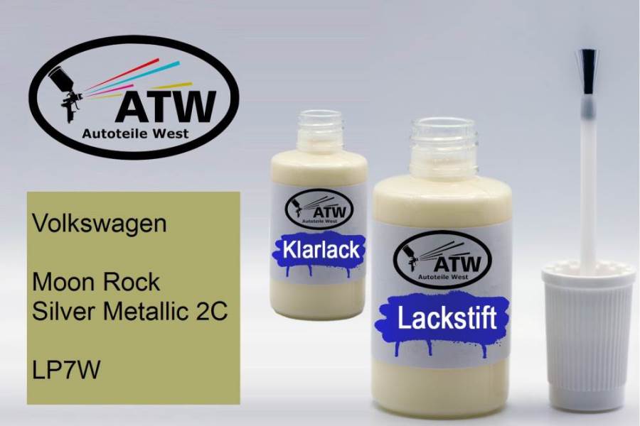 Volkswagen, Moon Rock Silver Metallic 2C, LP7W: 20ml Lackstift + 20ml Klarlack - Set, von ATW Autoteile West.